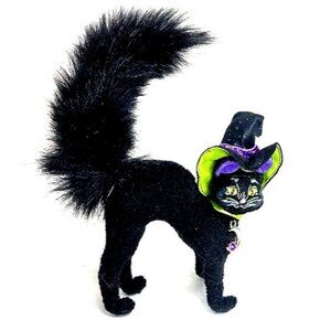 Annalee Halloween Cat SPARKLE Scaredy Cat BLACK Kitty with Purple Moon 2009